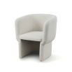 Boucle sand dining chair with cradling seat and back#