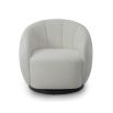 Upholstered boucle sand swivel chair with channelled detailing