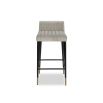 Grey velvet counter stool with fluted back rest and seat