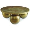 Antique brass coffee table with three bulbous legs