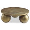 Antique brass coffee table with three bulbous legs