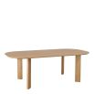 solid light oak dining table in rectangular shape with elegant curved edges