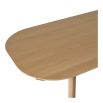 solid light oak dining table in rectangular shape with elegant curved edges