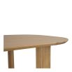 solid light oak dining table in rectangular shape with elegant curved edges