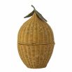 Lemon shaped wicker basket with  leaf details