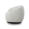 Upholstered boucle sand swivel chair with channelled detailing