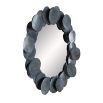 Blue-toned iron disc round mirror
