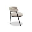 Minimal style dining chair in Kaster Light Grey with rounded seat and curved backrest