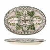 Large oval serving plate with botanical green and brown design