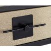 Beige shagreen bedside table with black frame and horizontal handle