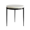 Side table with chunky marble top and black iron legs