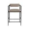 Svelte black pewter frame counter stool with upholstered seat and back