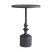 Black matte end table with contemporary curved base