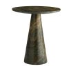 Emerald green marble side table with round top and conical base