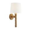 Rope wrapped wall sconce with white shade