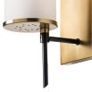 Cylindrical wall sconce mounted on brass panel base