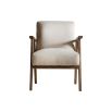 Mid-century style armchair with modern silhouette and natural linen upholstery