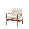 Stunning armchair with wooden frame and boucle seat pads