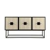 Sophisticated sideboard with beige shagreen top and black solid wood frame