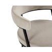 Minimal style dining chair in Kaster Light Grey with rounded seat and curved backrest