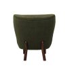 stunning boucle green armchair with sweeping back
