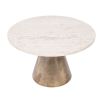 Small circular coffee table with brass bottom and stone top