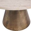 Small circular coffee table with brass bottom and stone top