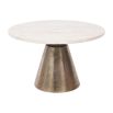 Small circular coffee table with brass bottom and stone top