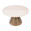 Coffee table with brass base and circular stone top