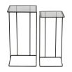 Minimalist style side tables with black frame and glass top