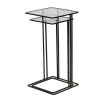 Minimalist style side tables with black frame and glass top