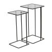 Minimalist style side tables with black frame and glass top