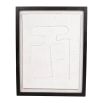 textured abstract wall art in cream, encased in a sleek black frame