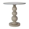 grey wash side table with bobbin style plinth base