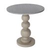 grey wash side table with bobbin style plinth base