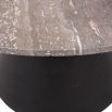 Large cone shaped black coffee table with travertine marble top