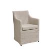 Dining chair with square back and tailing linen-look upholstery, light beige finish