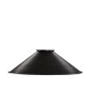 Black metal lampshade with cone-shape silhouette