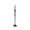 Tall black floor lamp with twisted silhouette