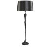 Tall black floor lamp with twisted silhouette