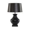 Curved silhouette table lamp with wide base in matte black metal finish