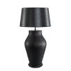 Large black metal table lamp with organic textured finish, shade not included