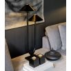 Two-armed table lamp at alternating heights, in black metal finish