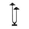 Two-armed table lamp at alternating heights, in black metal finish