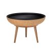 A gorgeous Nordic-inspired round oak coffee table with a removable top