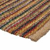 Multicoloured striped rug composed of jute