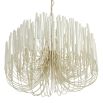 Clustered chandelier made from white-washed wood