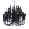 Clustered chandelier made from black washed wood