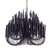 Clustered chandelier made from black-washed wood