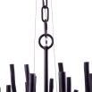 Clustered chandelier made from black washed wood